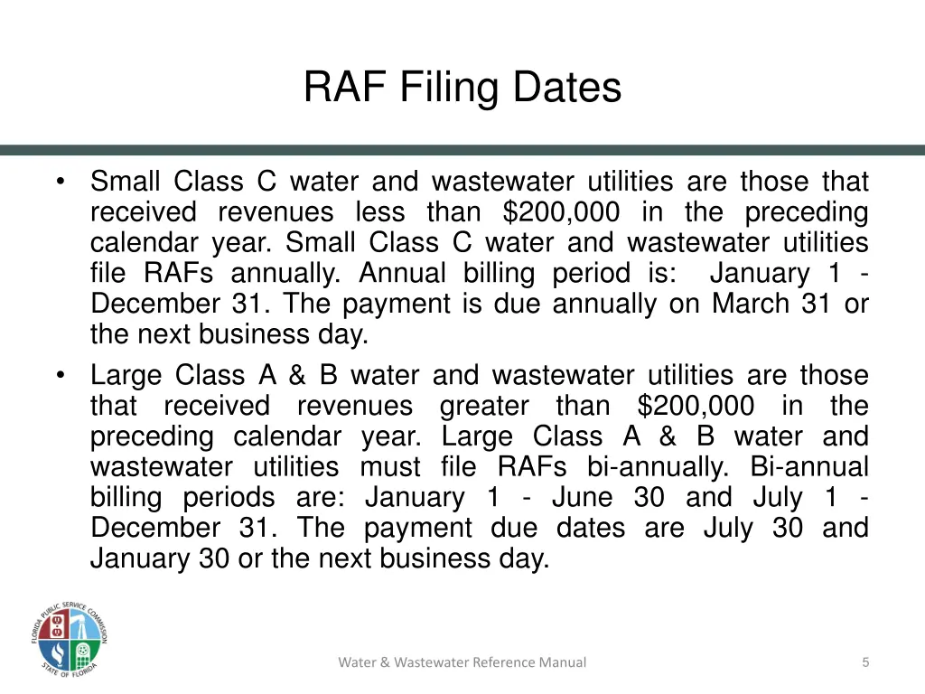 raf filing dates