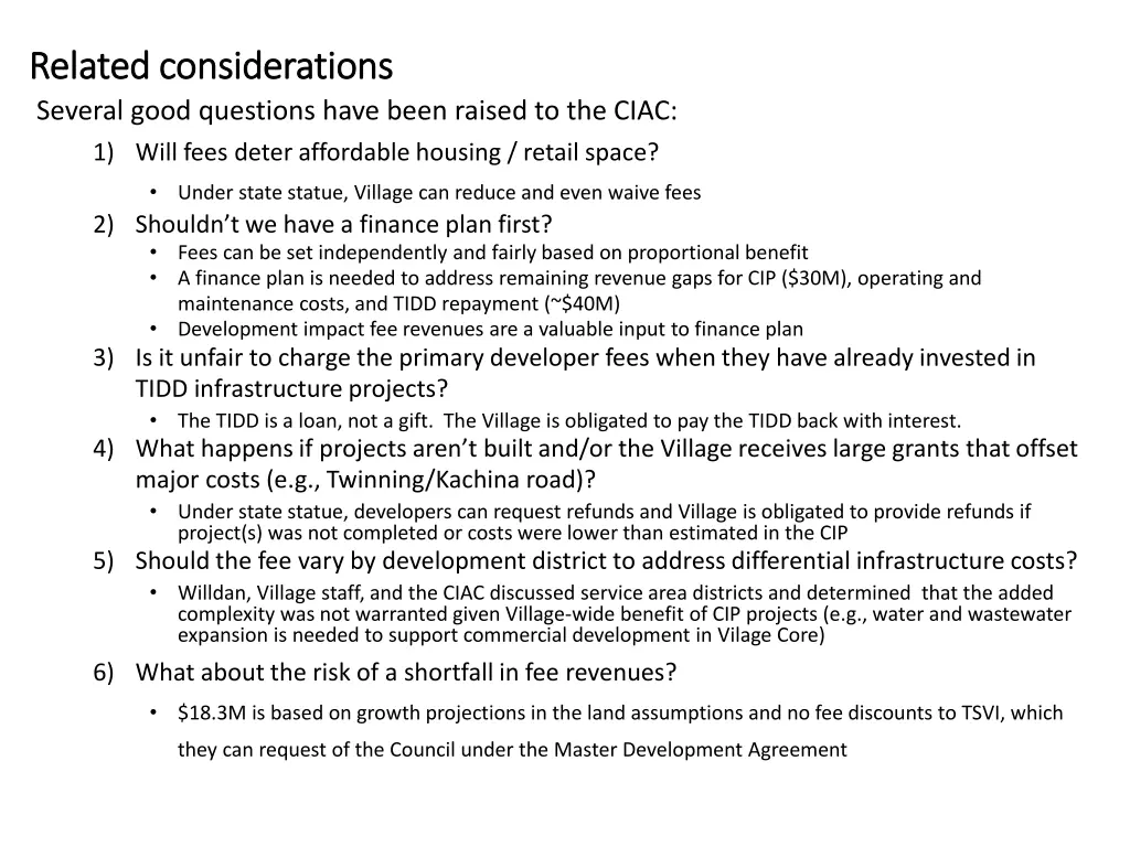 related considerations related considerations