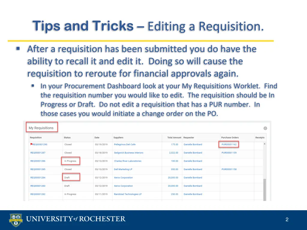 tips and tricks editing a requisition