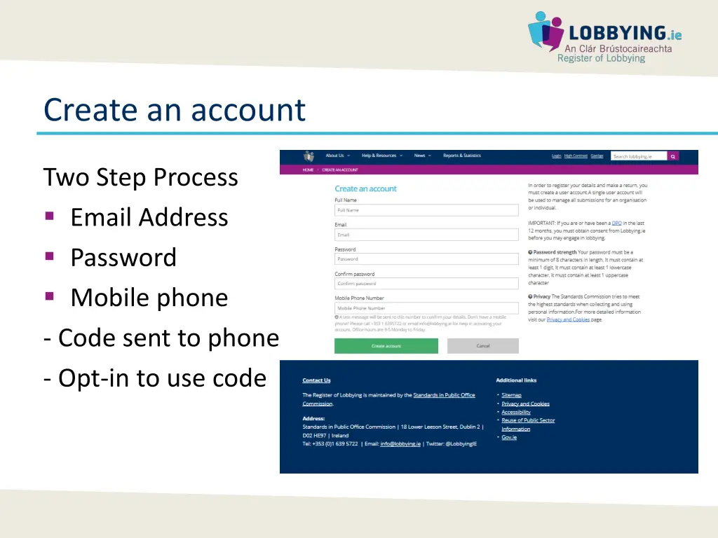create an account