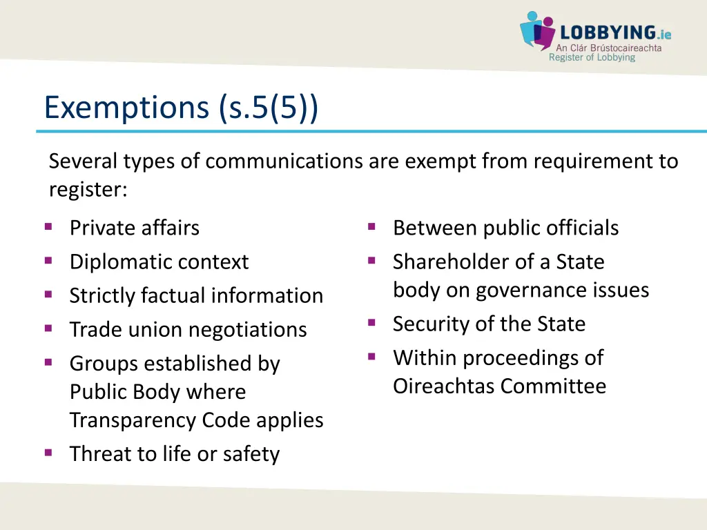 exemptions s 5 5