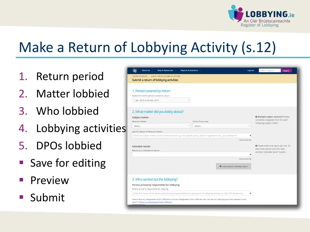 make a return of lobbying activity s 12