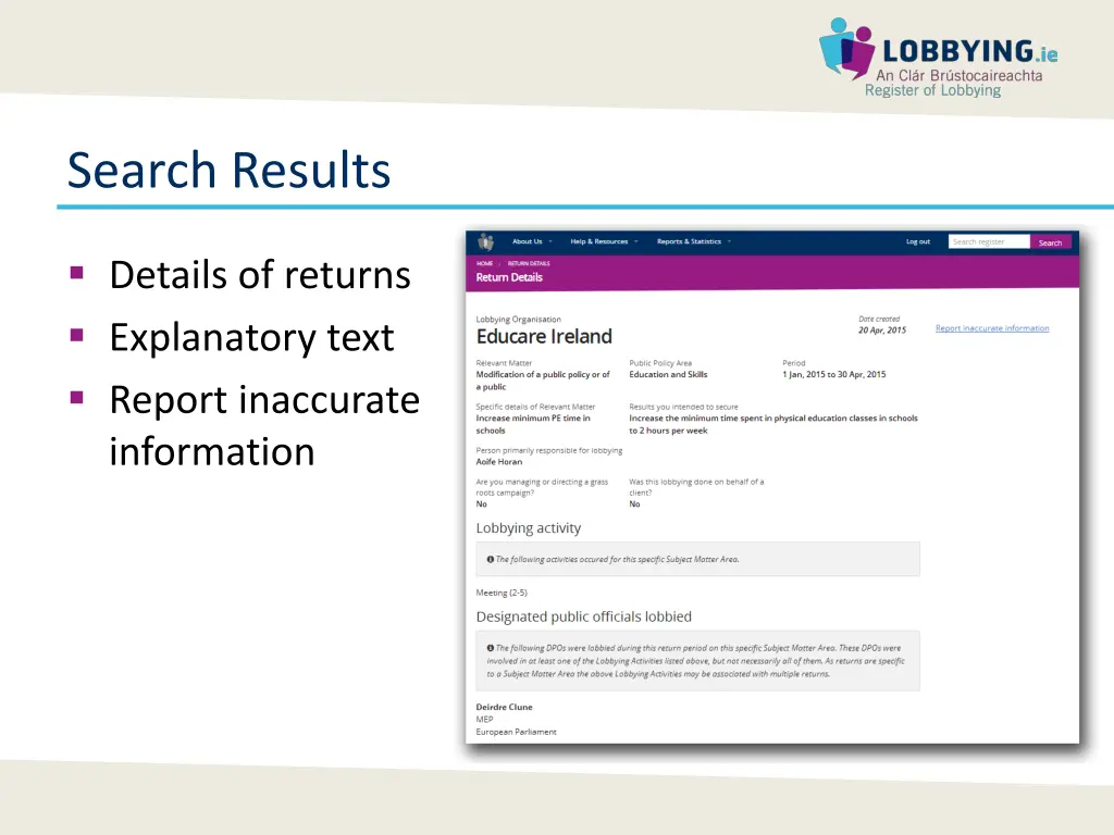 search results