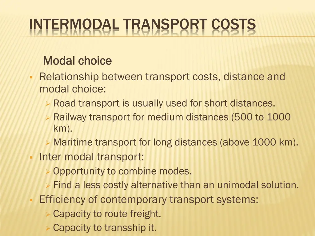 intermodal transport costs