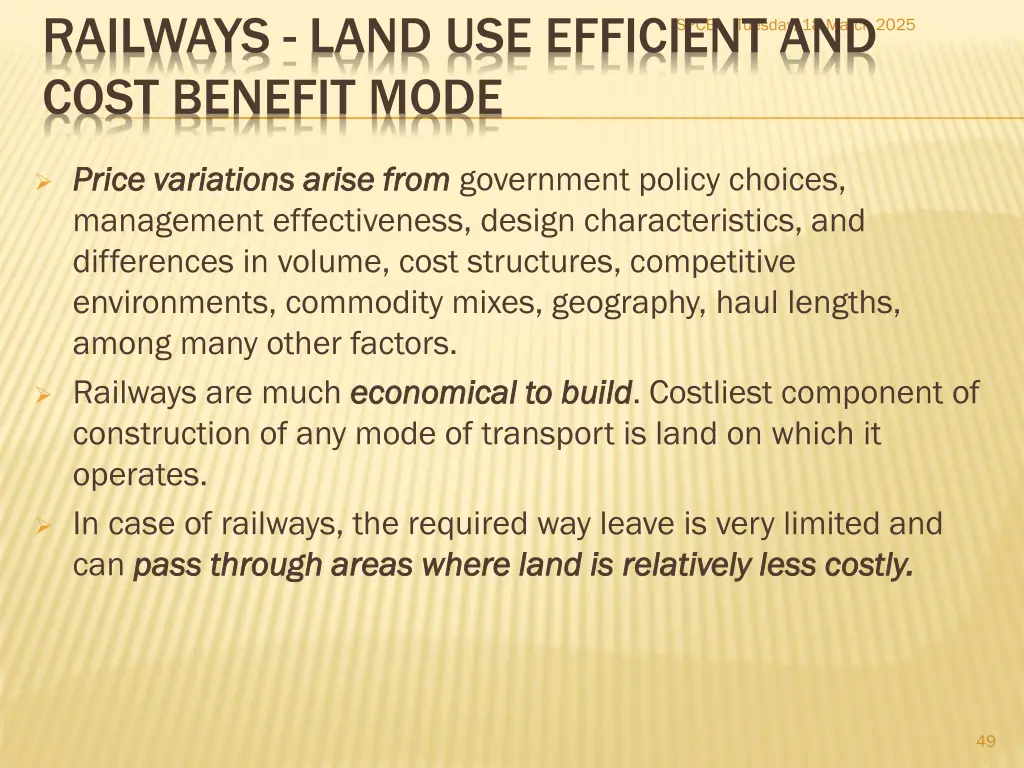 railways land use efficient and cost benefit mode 4