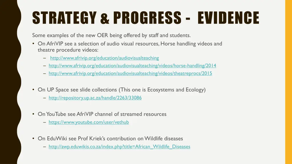 strategy progress evidence