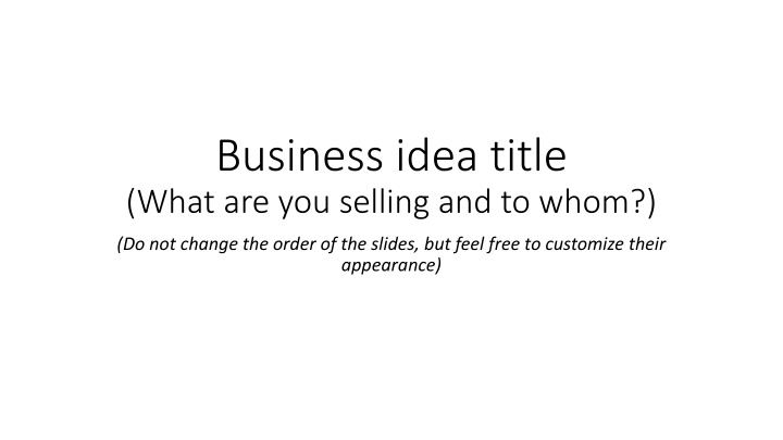 business idea title what are you selling