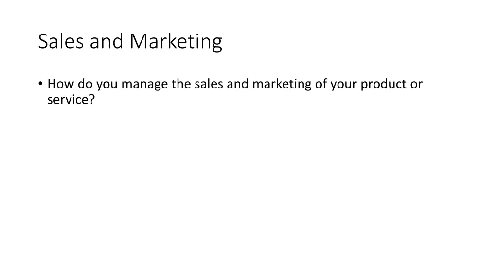 sales and marketing