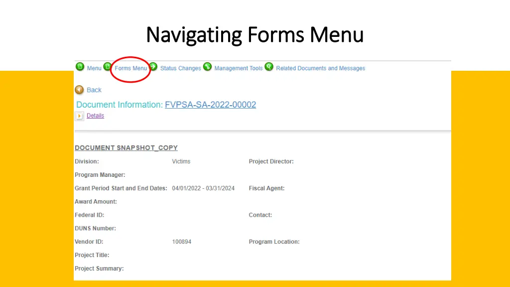 navigating forms menu navigating forms menu