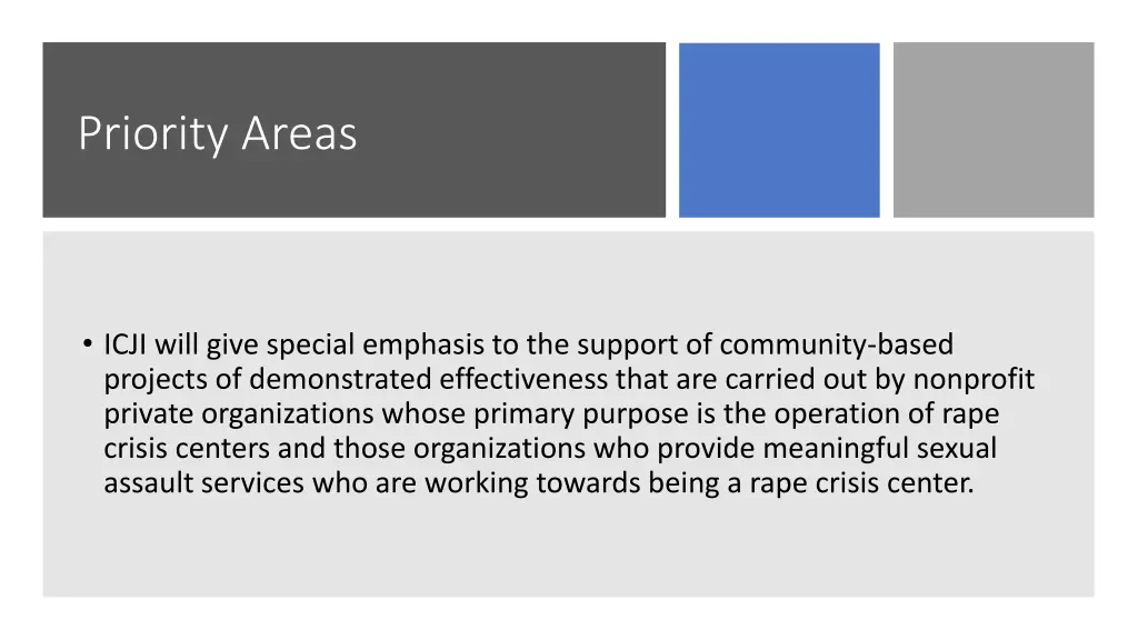 priority areas