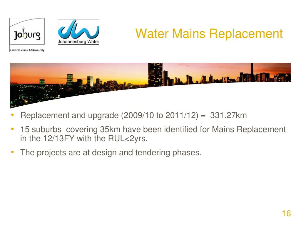 water mains replacement