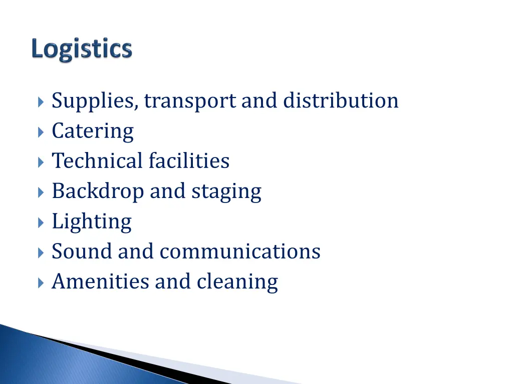 supplies transport and distribution catering