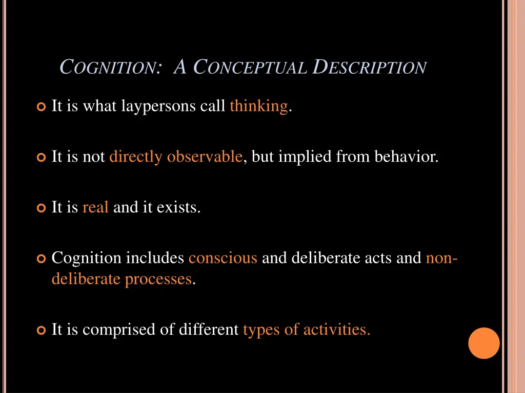 c ognition a c onceptual d escription