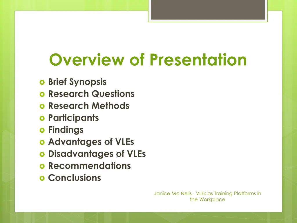 overview of presentation