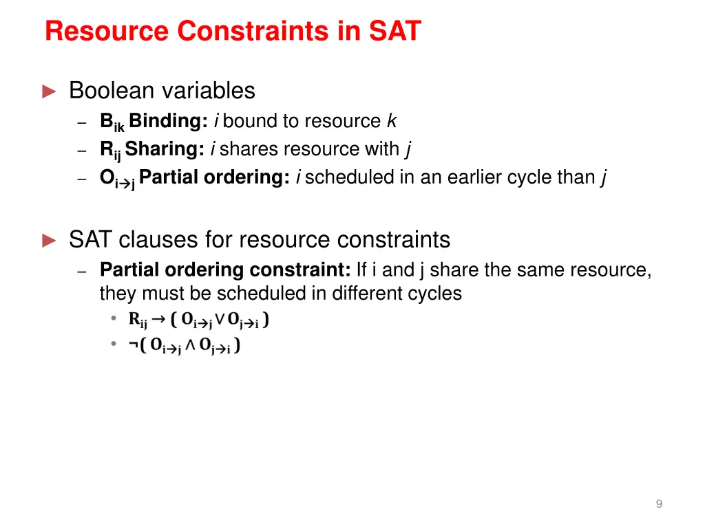 resource constraints in sat
