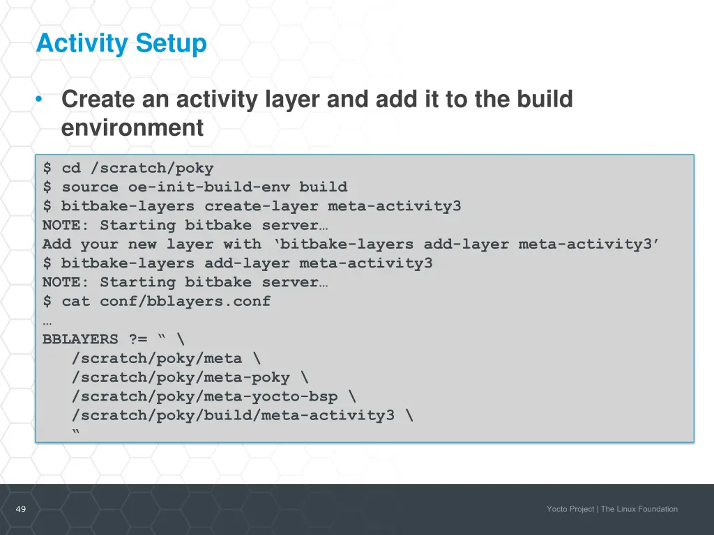 activity setup