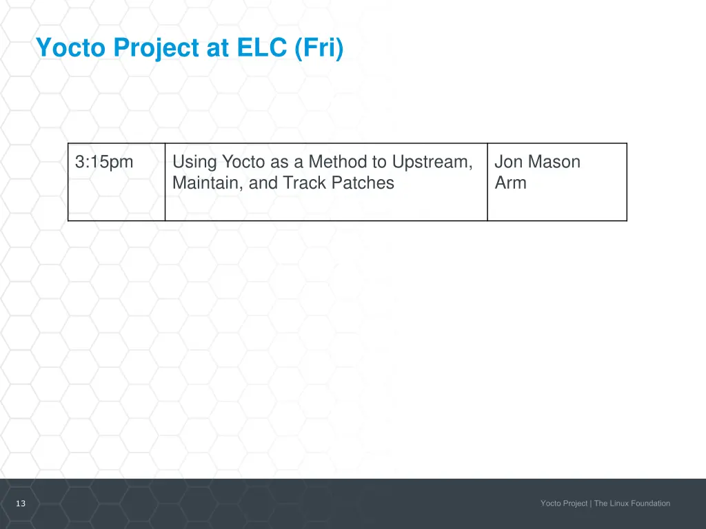 yocto project at elc fri