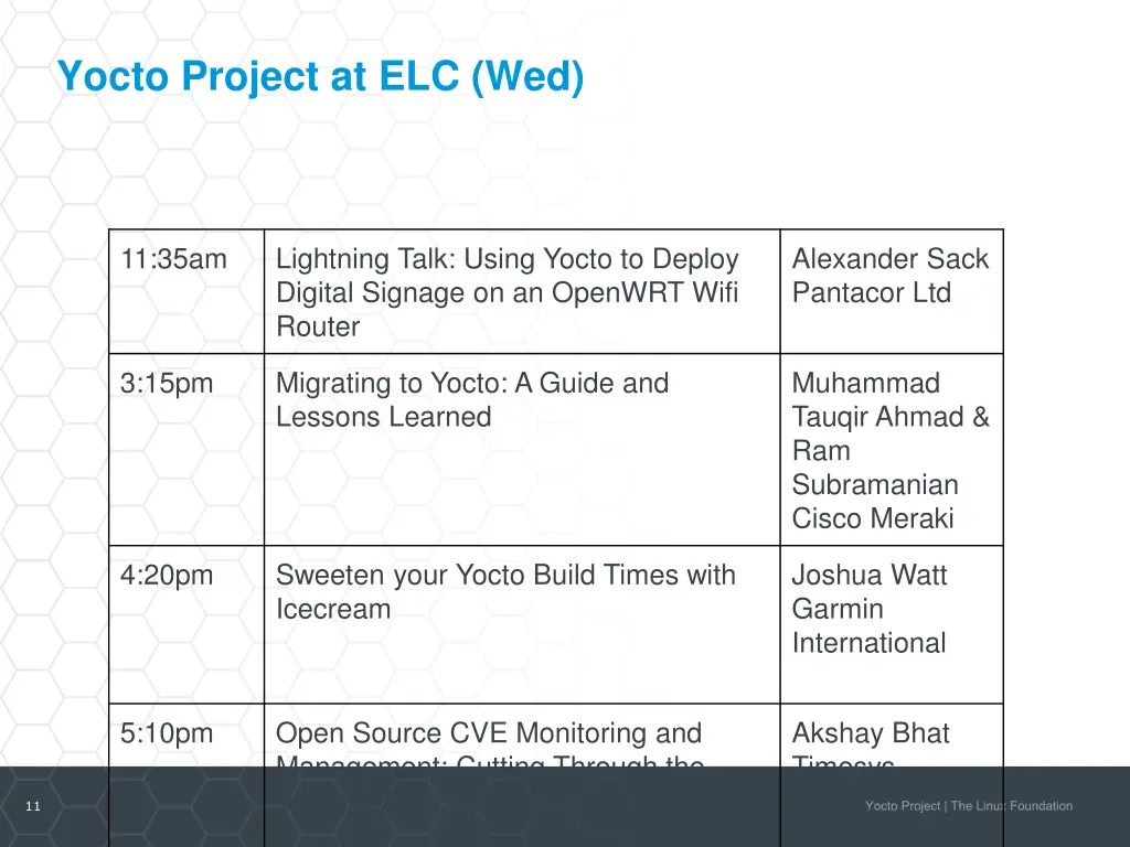 yocto project at elc wed