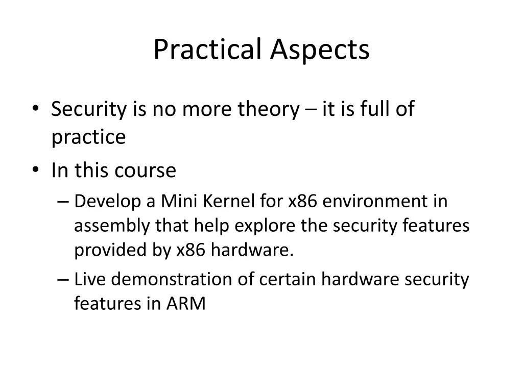 practical aspects
