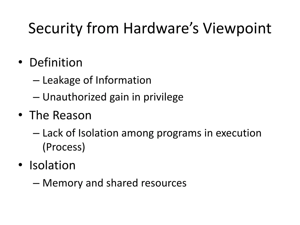 security from hardware s viewpoint