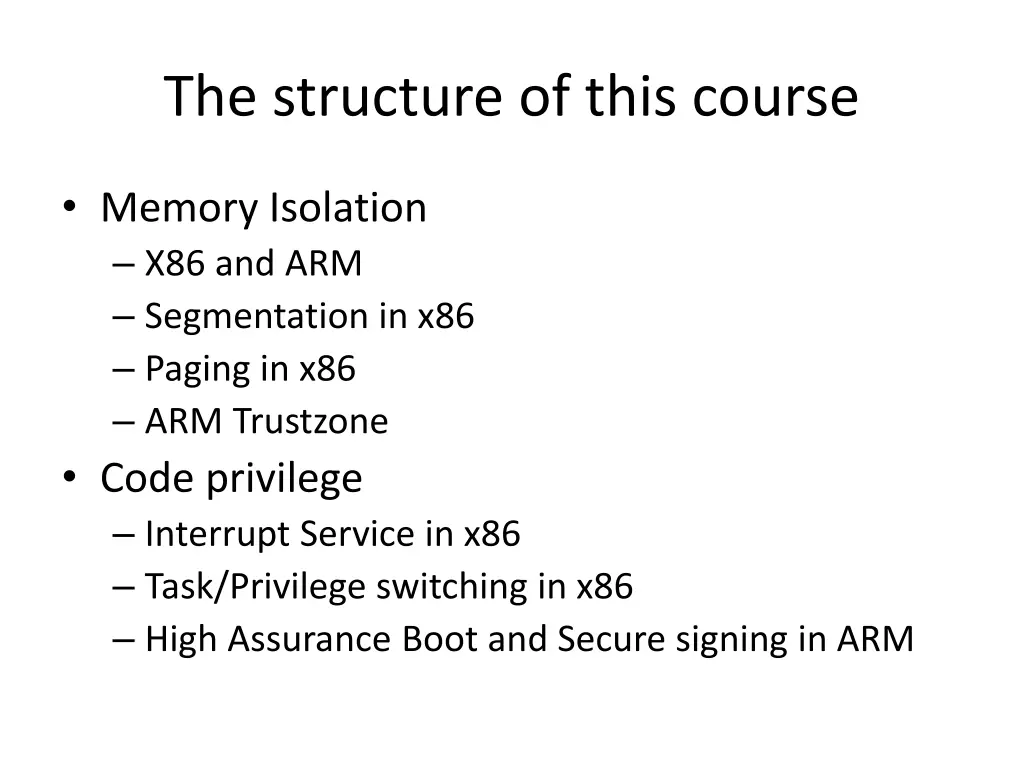 the structure of this course