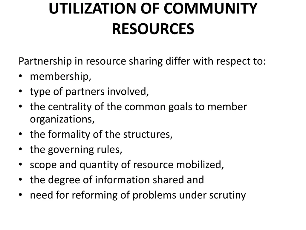 utilization of community resources 1