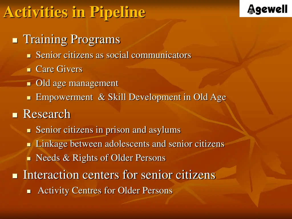 activities in pipeline 1