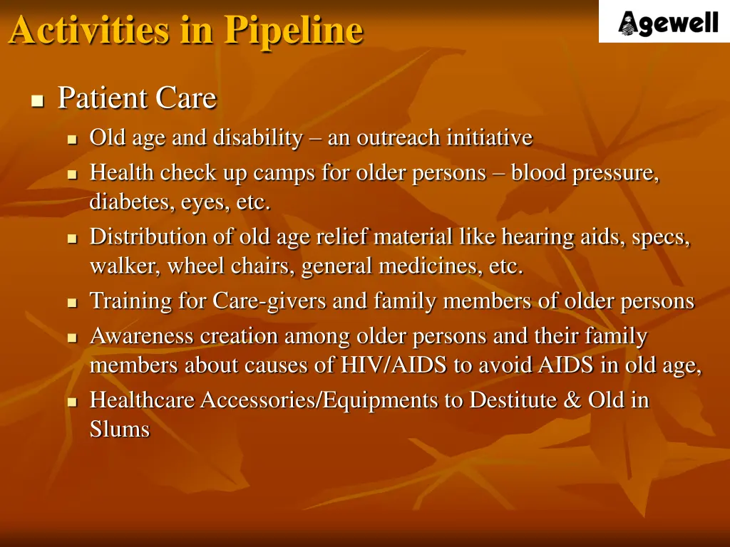 activities in pipeline