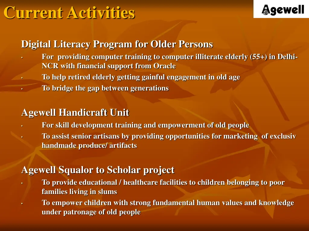 current activities 8