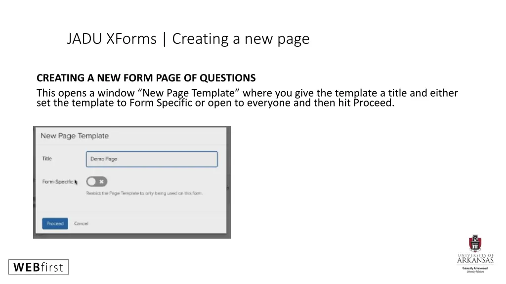 jadu xforms creating a new page 2