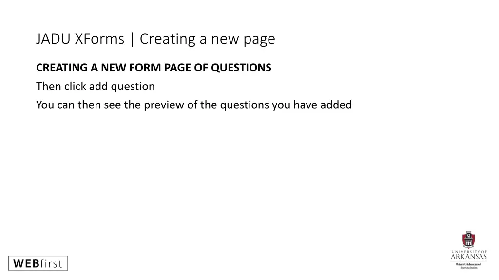 jadu xforms creating a new page 5
