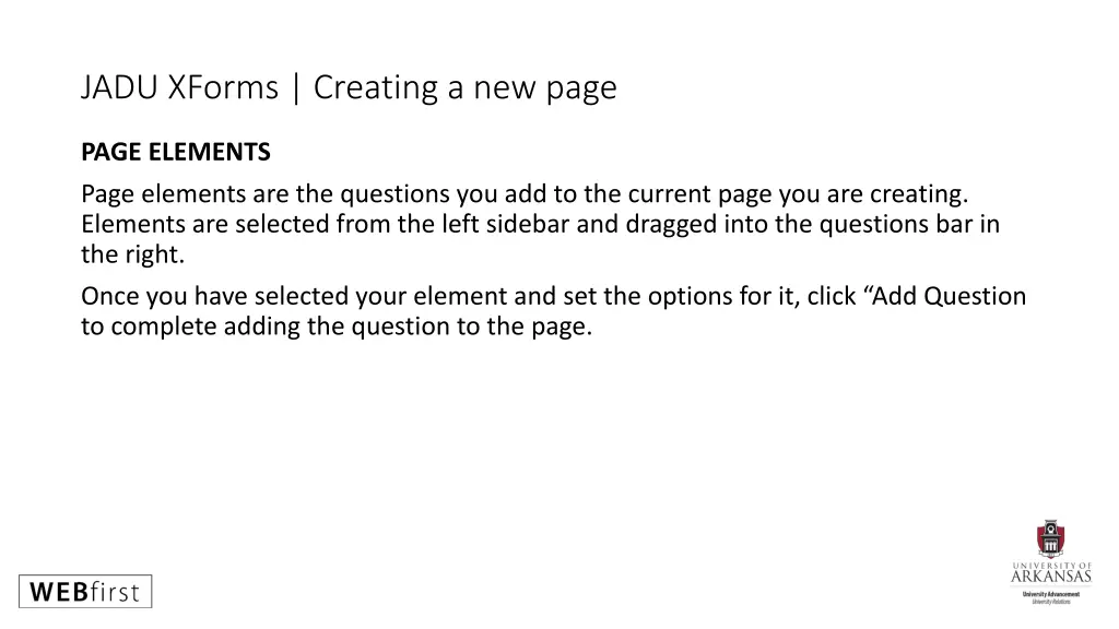jadu xforms creating a new page 6