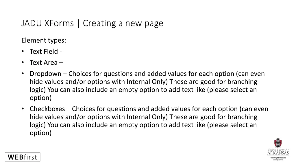 jadu xforms creating a new page 7