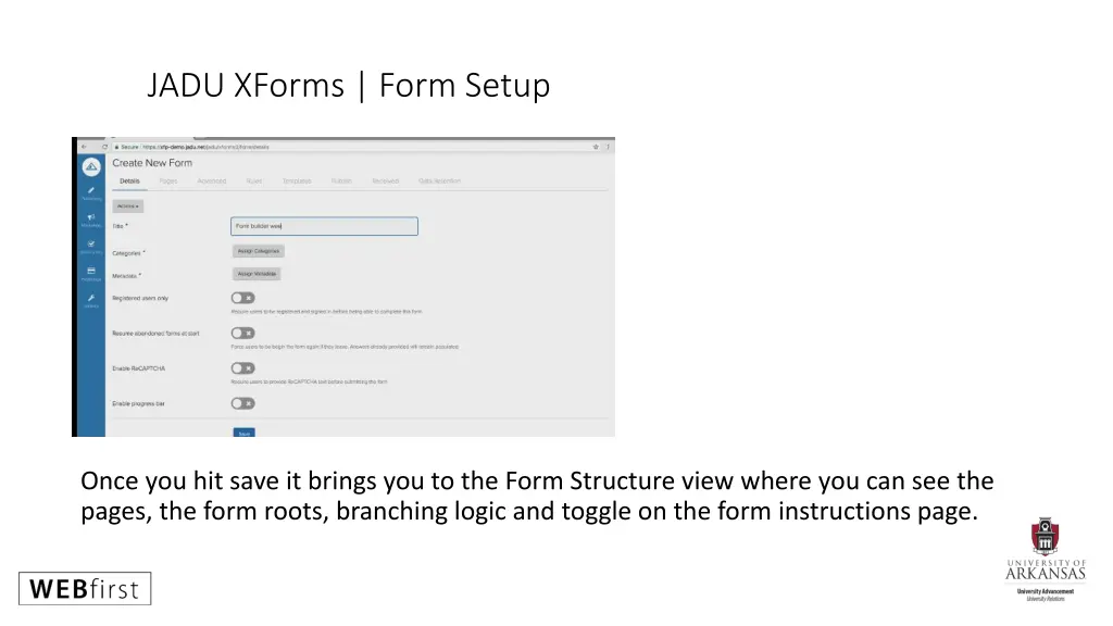 jadu xforms form setup 1