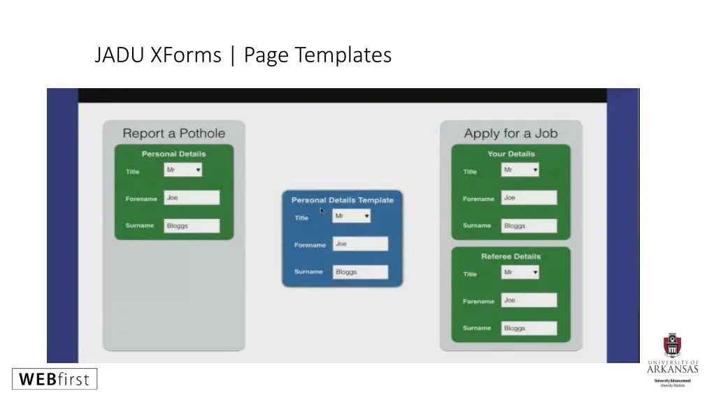 jadu xforms page templates 1