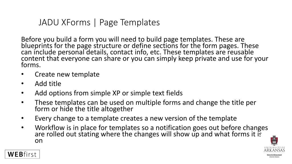 jadu xforms page templates