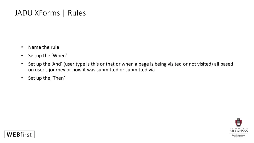 jadu xforms rules
