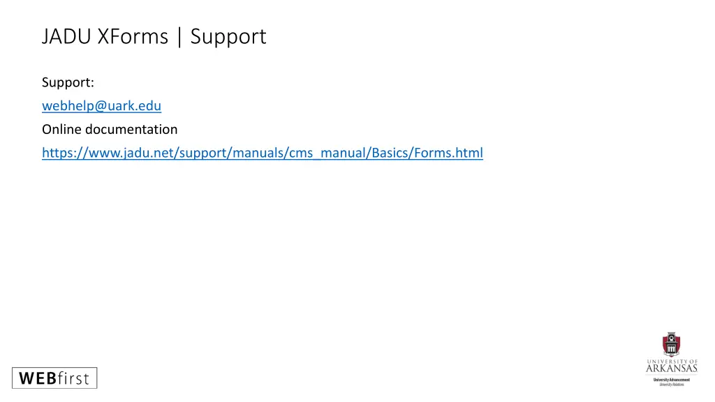 jadu xforms support