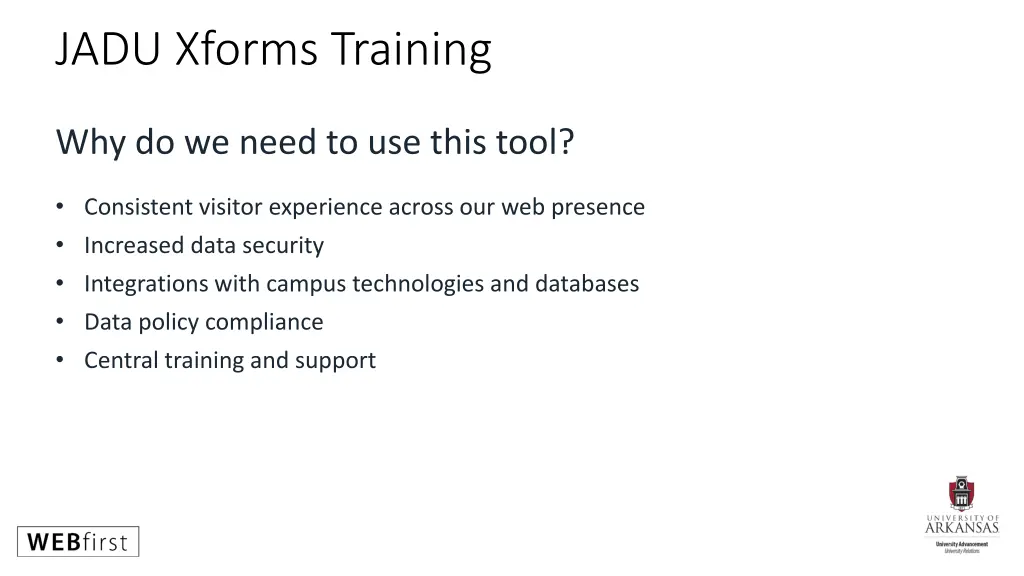 jadu xforms training 2