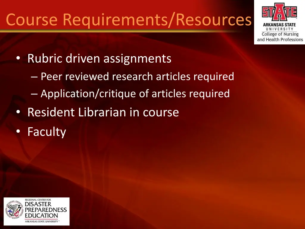 course requirements resources
