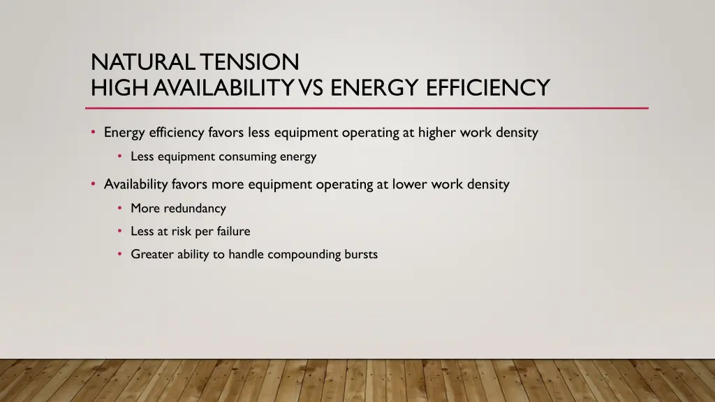 natural tension high availability vs energy