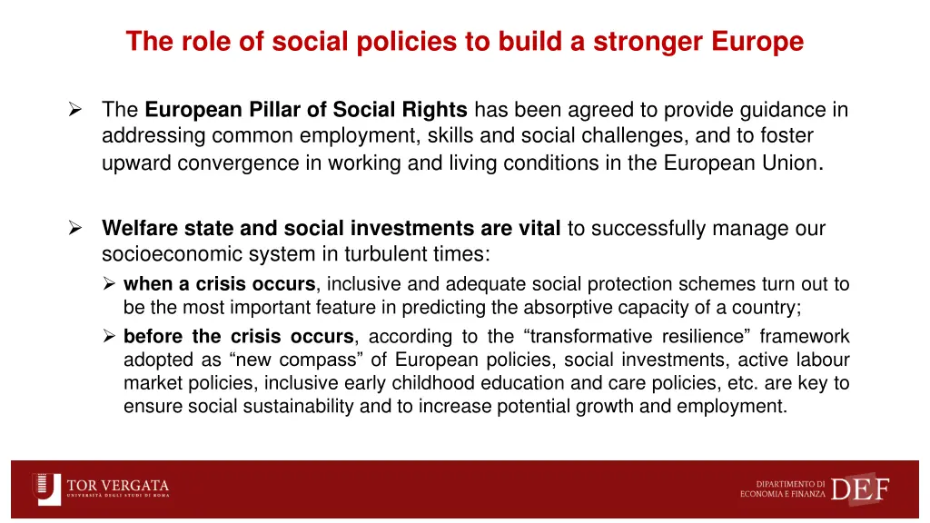 the role of social policies to build a stronger