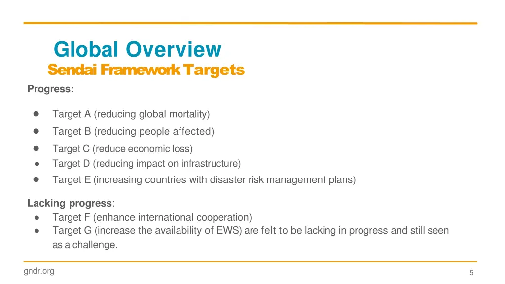global overview sendai framework targets progress