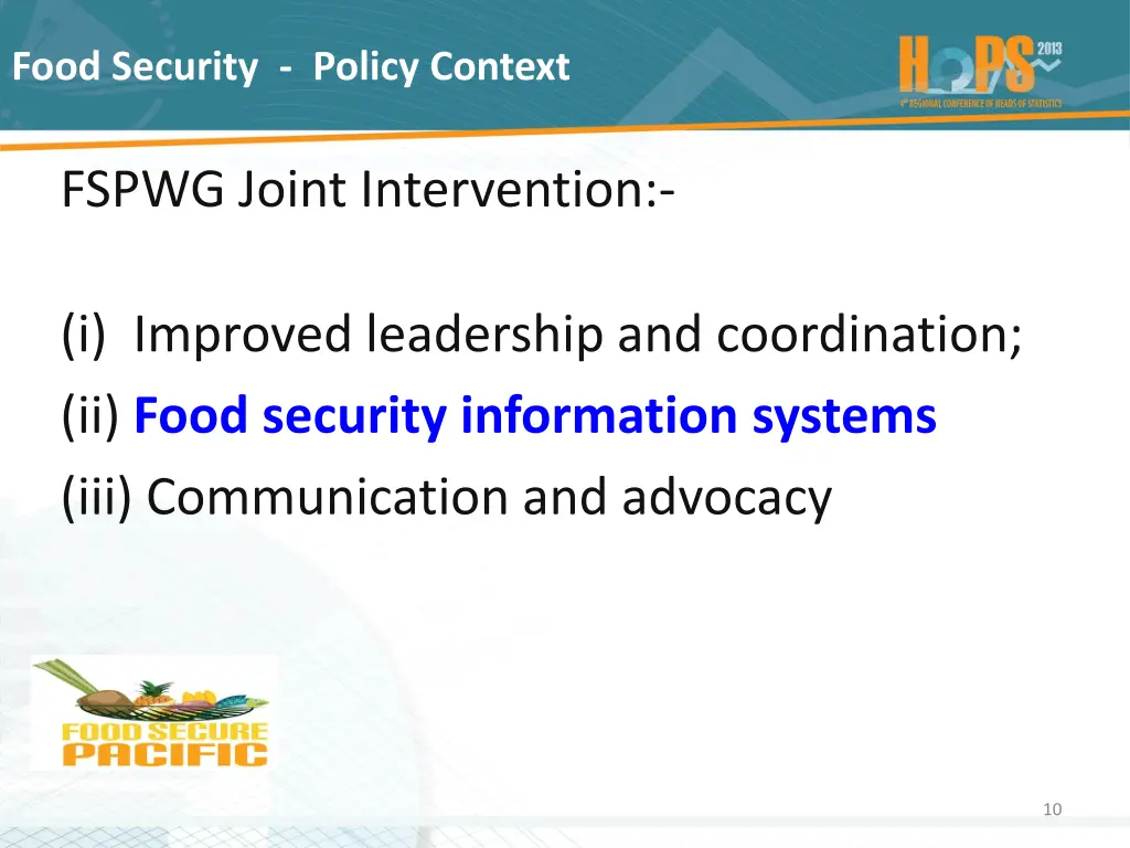 food security policy context 8