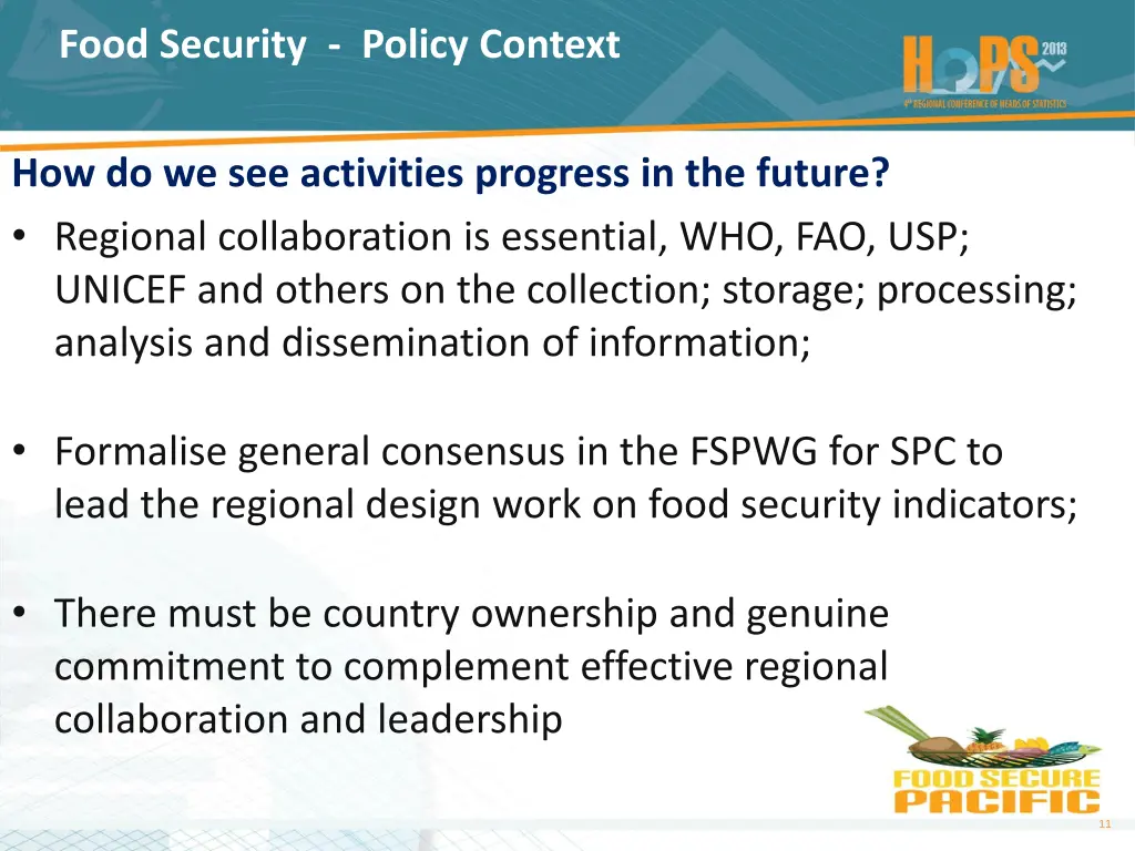 food security policy context 9