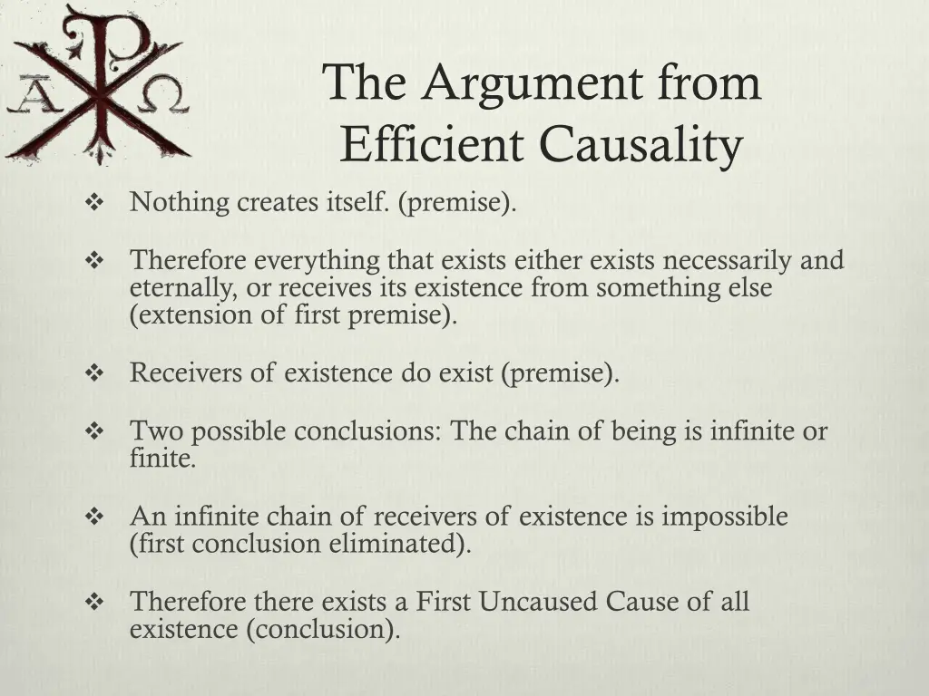 the argument from efficient causality