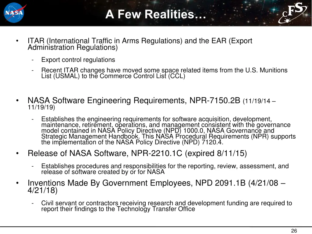 a few realities