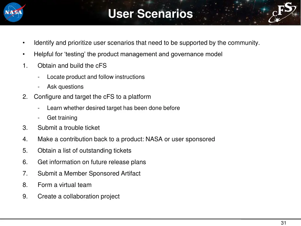 user scenarios