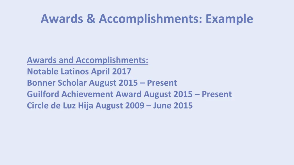 awards accomplishments example
