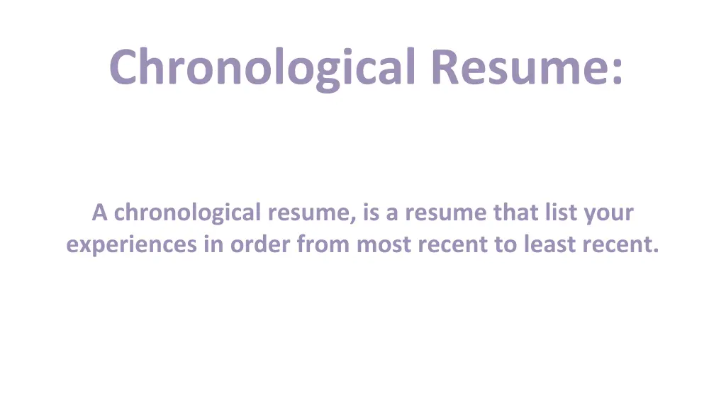 chronological resume